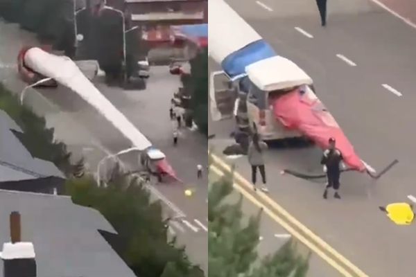 驚悚畫面曝光：廂型車遭風力發電機葉片貫穿，造成2死