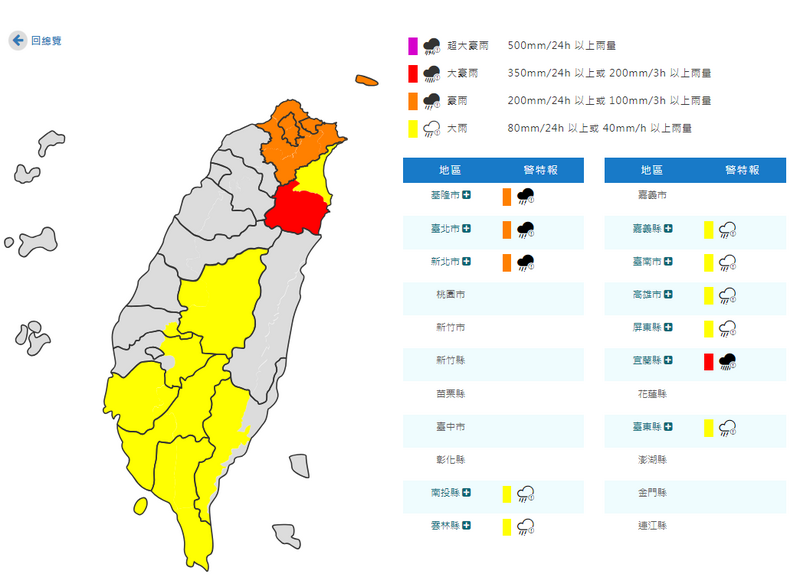 11縣市豪、大雨特報 宜蘭山區慎防大豪雨