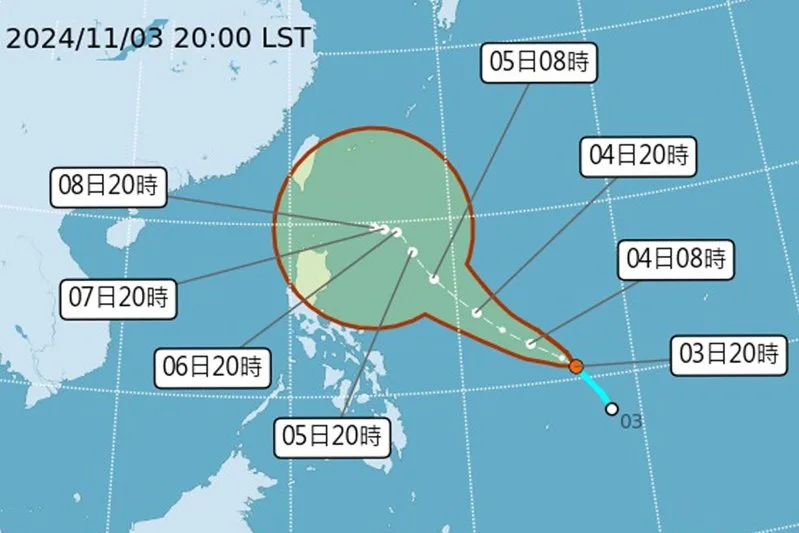 銀杏颱風今凌晨2時生成 12縣市發布陸上強風特報