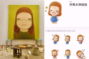 河馬女孩貼圖遭疑抄襲奈良美智！創作者稱2007年已定稿　網友打臉：證據在哪？（圖／奈良美智IG、Threads_liu yum yun）