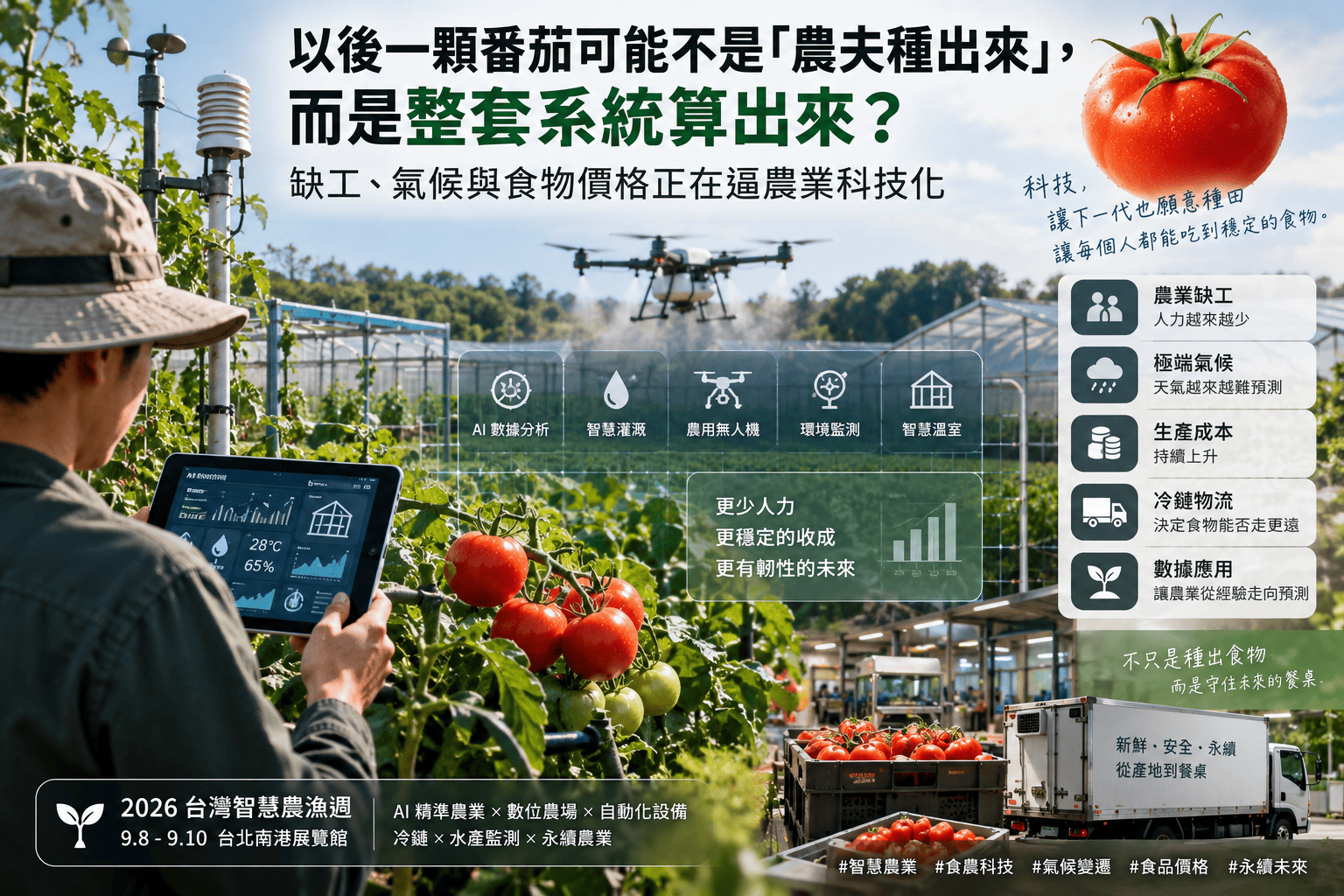 以後一顆番茄可能不是「農夫種出來」,而是整套系統算出來?缺工、氣候與食物價格正在逼農業科技化