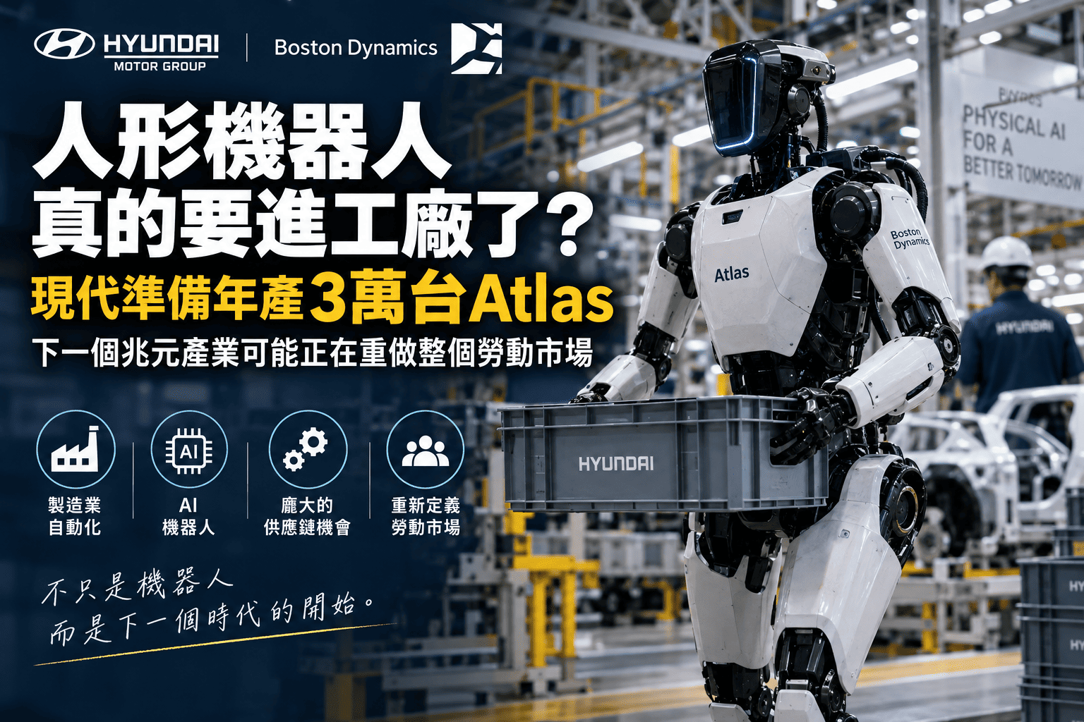 人形機器人真的要進工廠了?現代準備年產3萬台Atlas,下一個兆元產業可能正在重做整個勞動市場
