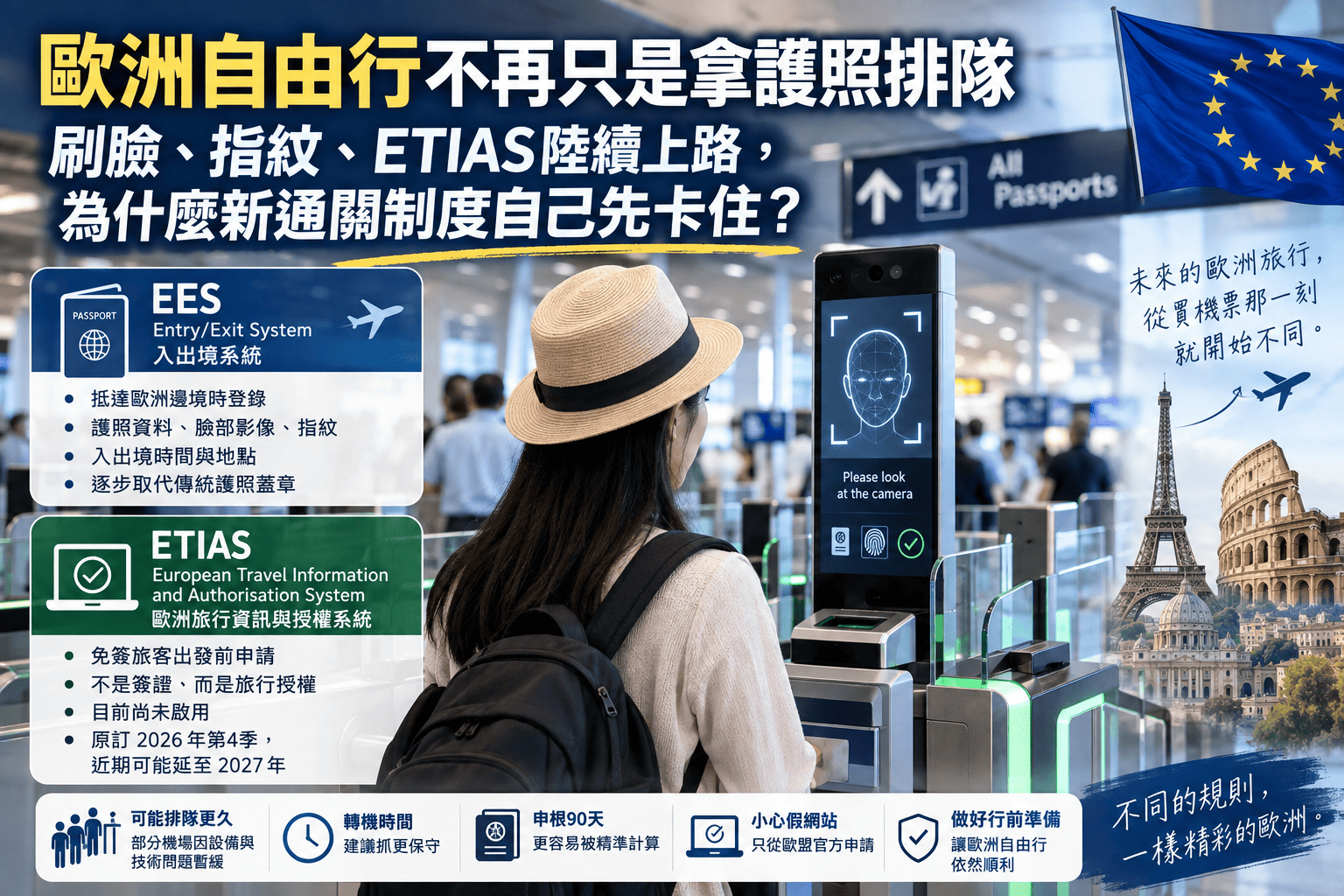 歐洲自由行不再只是拿護照排隊:刷臉、指紋、ETIAS陸續上路,為什麼新通關制度自己先卡住?
