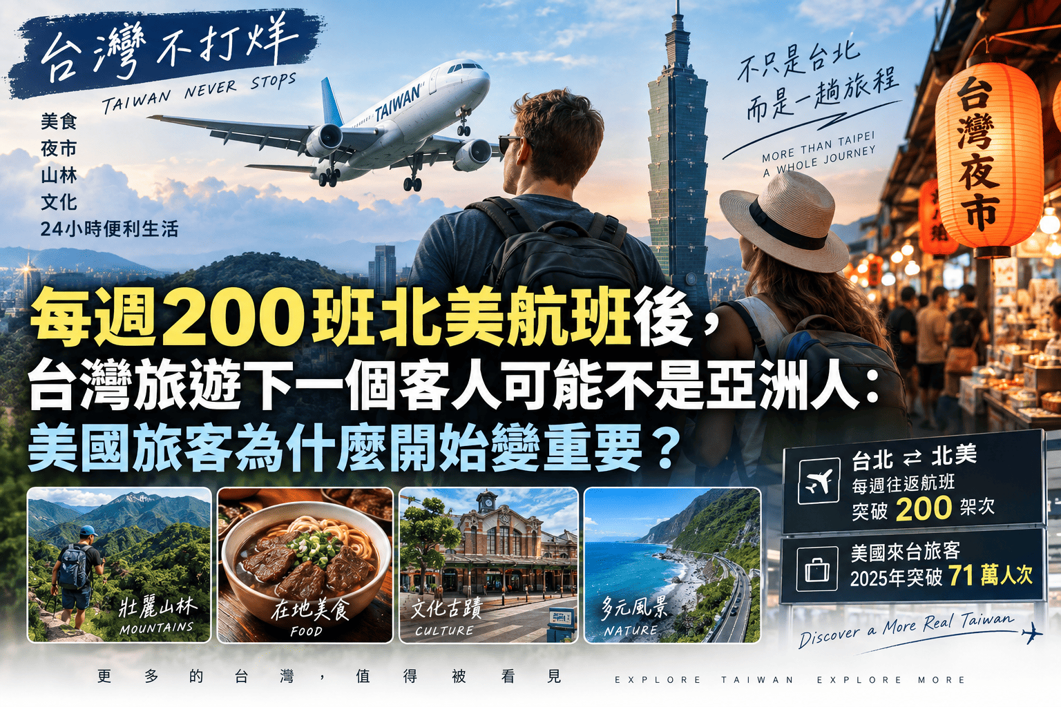 每週200班北美航班後，台灣旅遊下一個客人可能不是亞洲人：美國旅客為什麼開始變重要？
