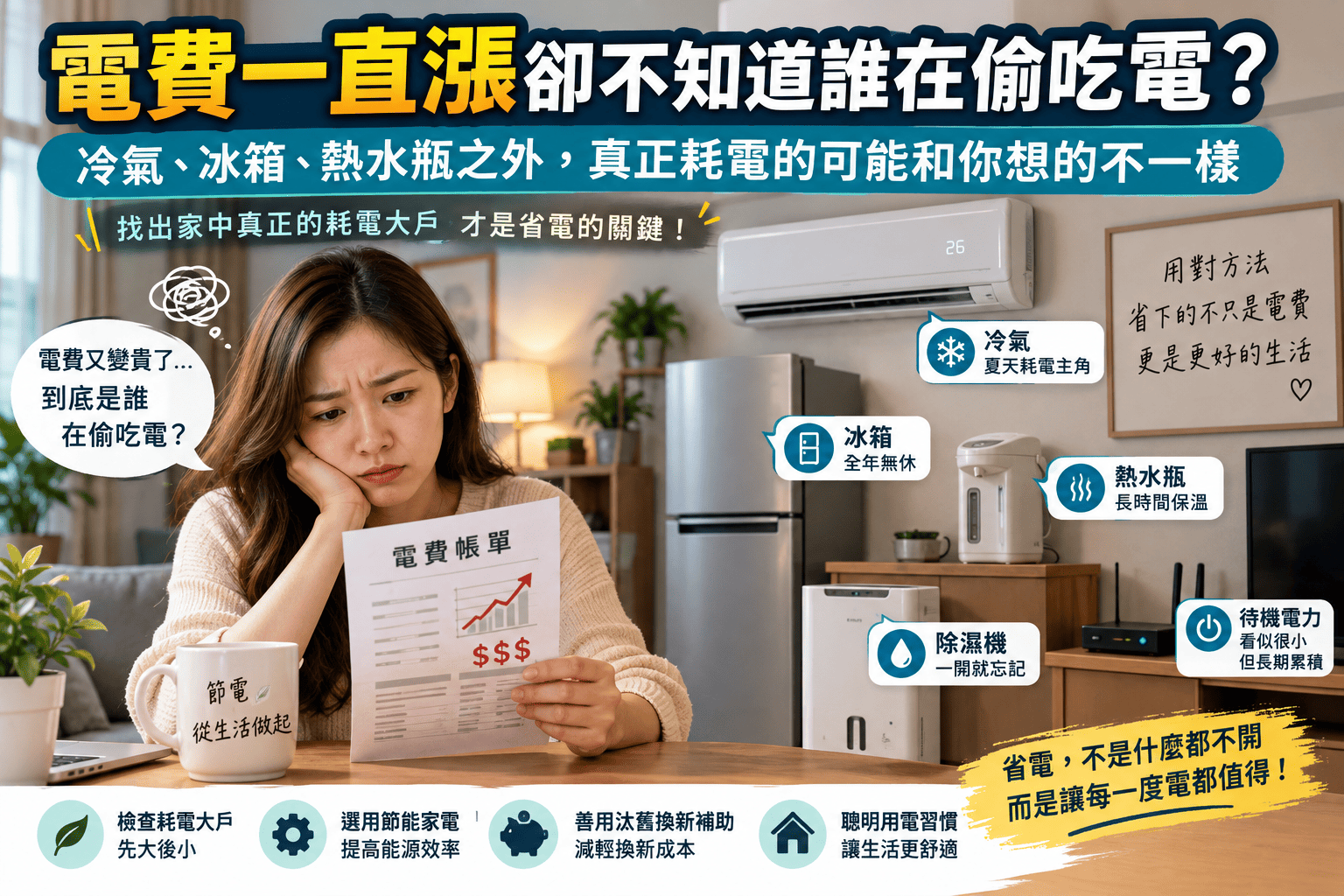 電費一直漲卻不知道誰在偷吃電？冷氣、冰箱、熱水瓶之外，真正耗電的可能和你想的不一樣