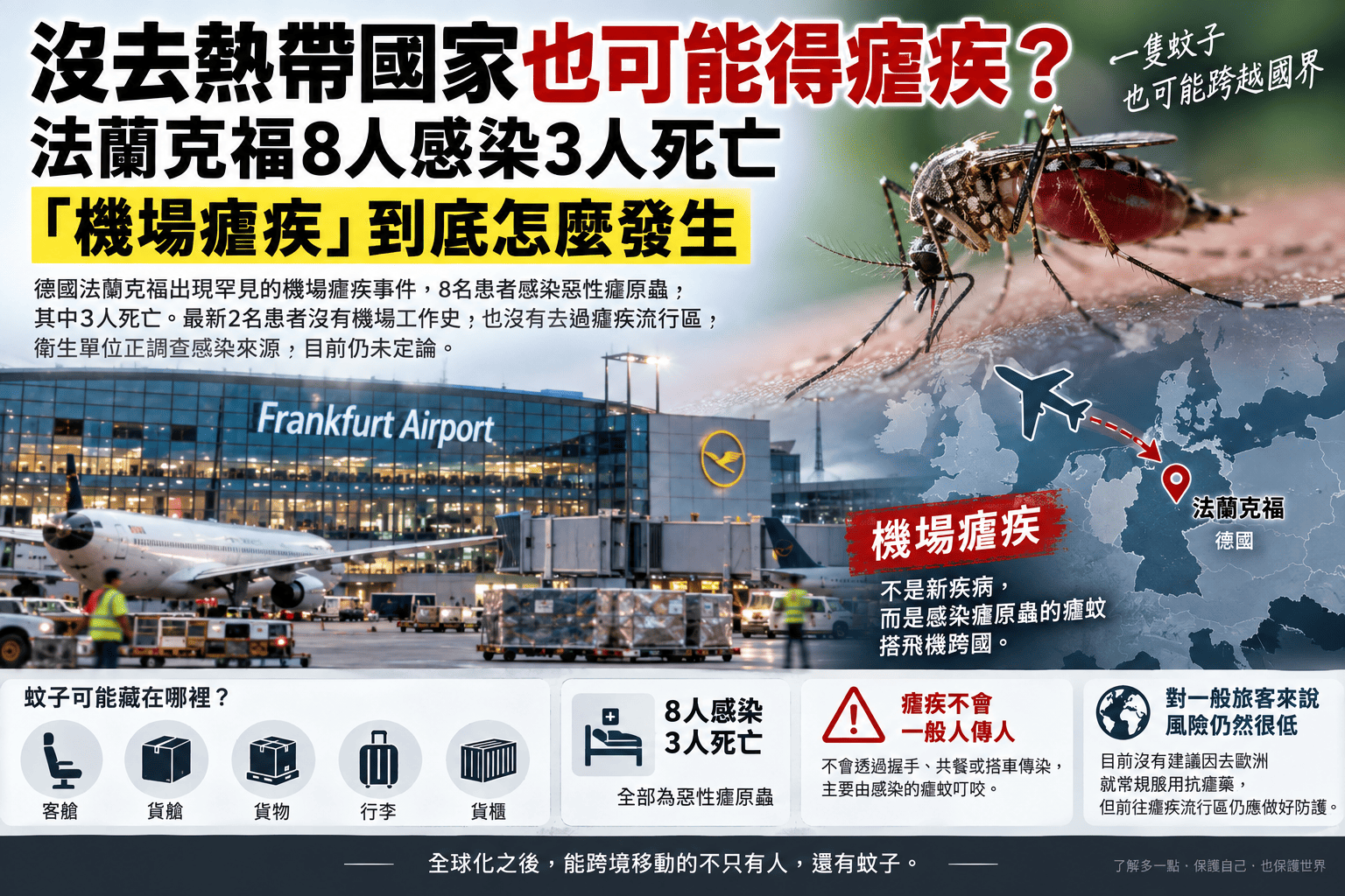 沒去熱帶國家也可能得瘧疾?法蘭克福8人感染3人死亡,「機場瘧疾」到底怎麼發生