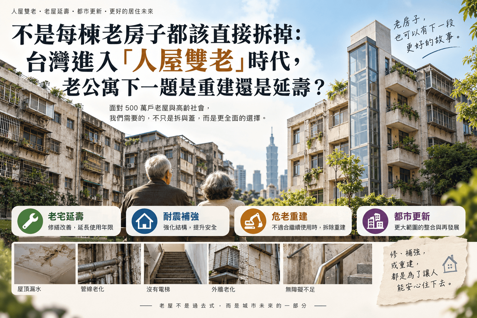 不是每棟老房子都該直接拆掉:台灣進入『人屋雙老』時代,老公寓下一題是重建還是延壽?