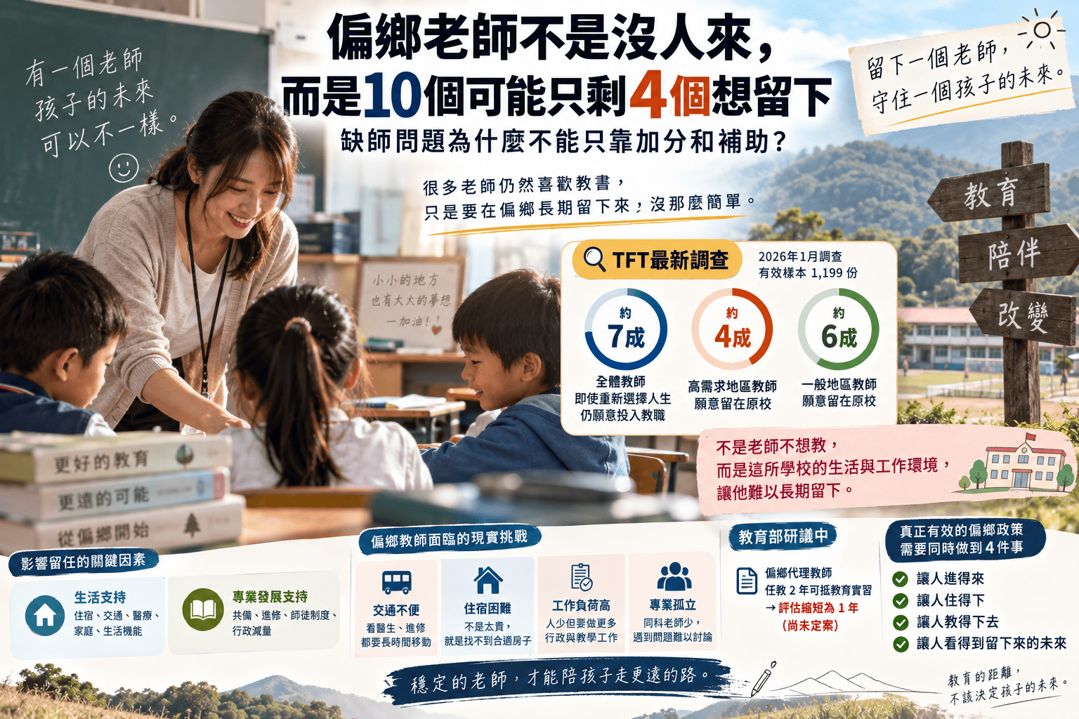 偏鄉老師不是沒人來,而是10個可能只剩4個想留下:缺師問題為什麼不能只靠加分和補助?