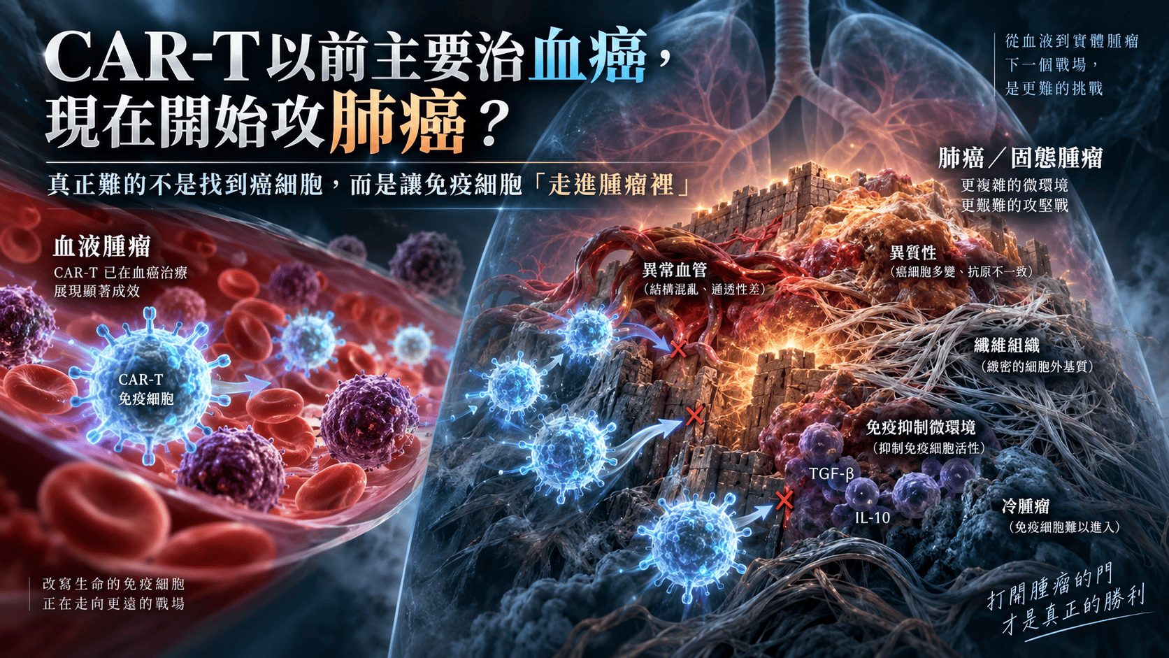 CAR-T以前主要治血癌,現在開始攻肺癌?真正難的不是找到癌細胞,而是讓免疫細胞「走進腫瘤裡」