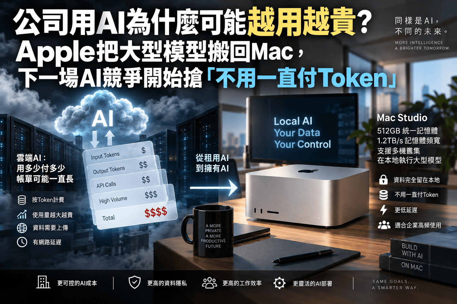 公司用AI為什麼可能越用越貴?Apple把大型模型搬回Mac,下一場AI競爭開始搶『不用一直付Token』