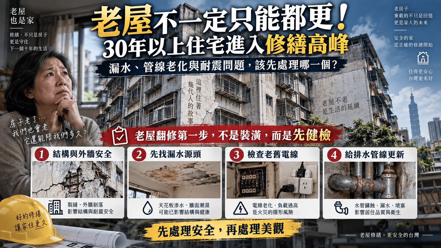 老屋不一定只能都更！30年以上住宅進入修繕高峰，漏水、管線老化與耐震問題該先處理哪一個？