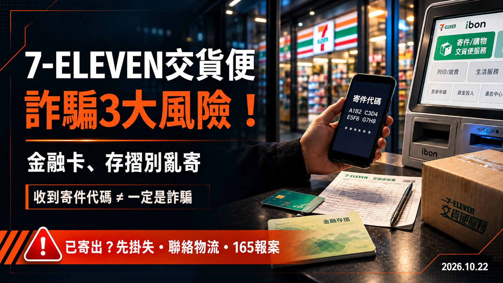 7-ELEVEN交貨便爆3大詐騙風險!收到寄件代碼就要小心?金融卡、存摺寄出後怎麼辦?
