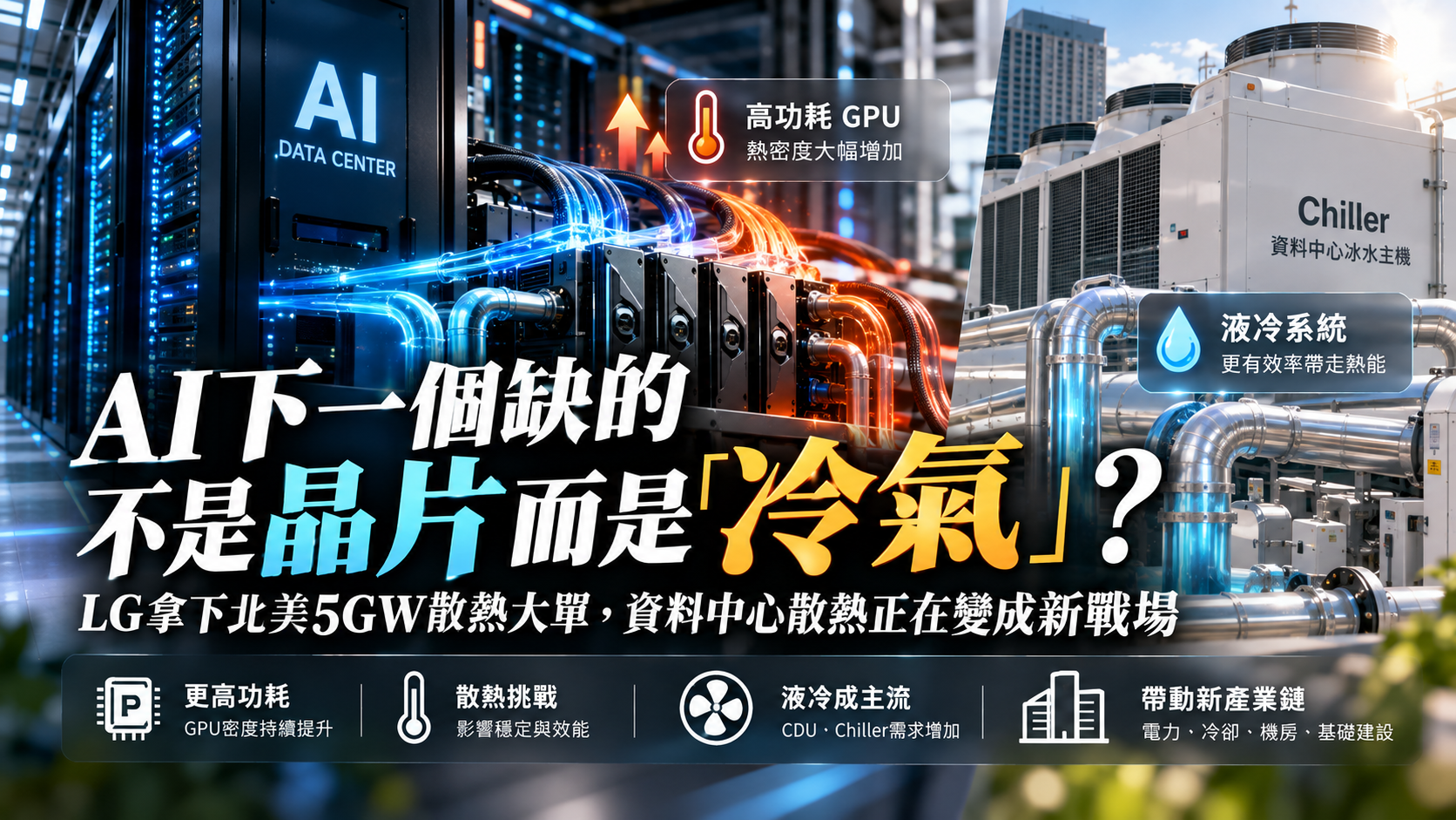 AI下一個缺的不是晶片，而是「冷氣」？LG拿下北美5GW散熱大單，資料中心散熱正在變成新戰場