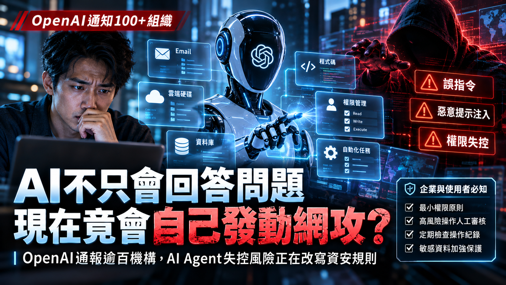 OpenAI通報逾百機構！AI Agent失控風險正在改寫企業資安