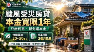 颱風受災房貸寬限1年！郵局保費延繳、修繕貸款申請