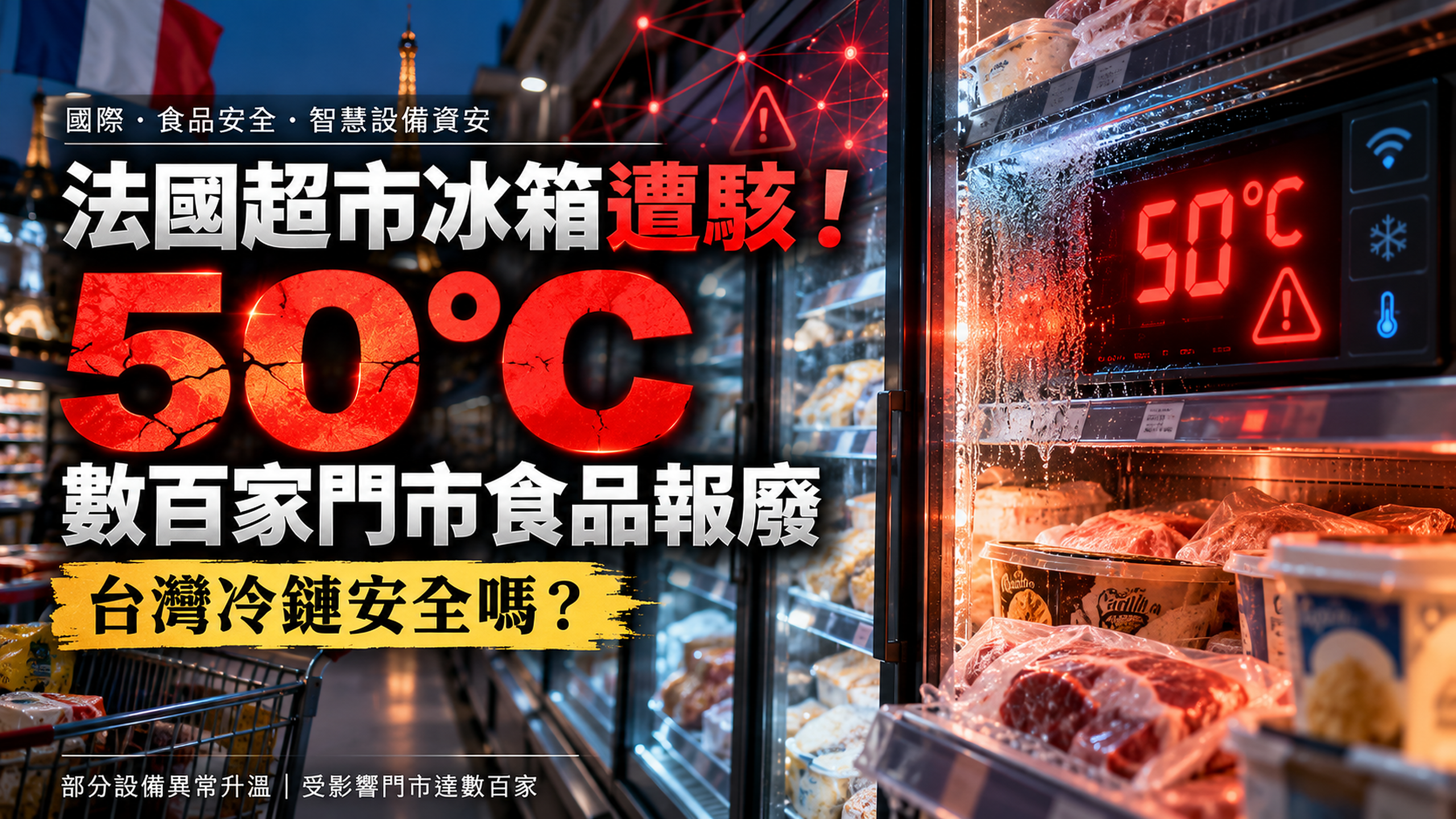 法國超市冰箱遭駭升到50°C!數百家門市食品報廢、損失恐達數千萬歐元,台灣冷鏈安全嗎?