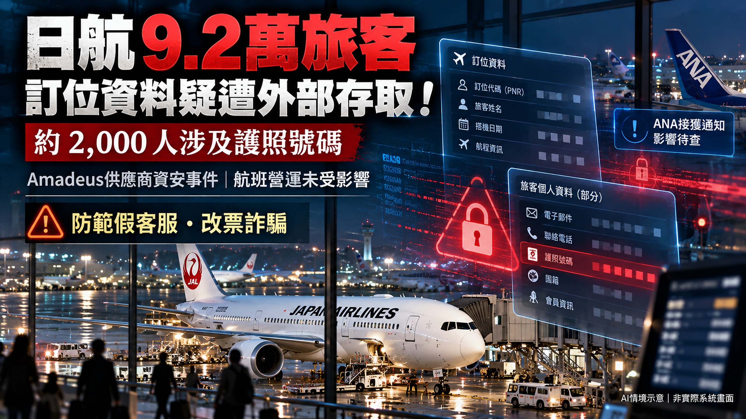 日航9.2萬旅客資料疑遭外部存取！約2,000人涉及護照號碼，ANA也接獲通知：Amadeus遭駭怎麼辦？訂位代碼、假客服與詐騙風險一次看