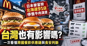 日本麥當勞北海道91家門市因部分牛肉漢堡排可能未達品質標準，一度暫停大麥克、月見堡等10款商品。台灣食藥署確認國內供應體系不同，未輸入或使用相同原料。從批次、產地、加工廠、供應商到產品流向，看懂海外食品事件發生時，台灣消費者應如何判斷是否真的受到影響。