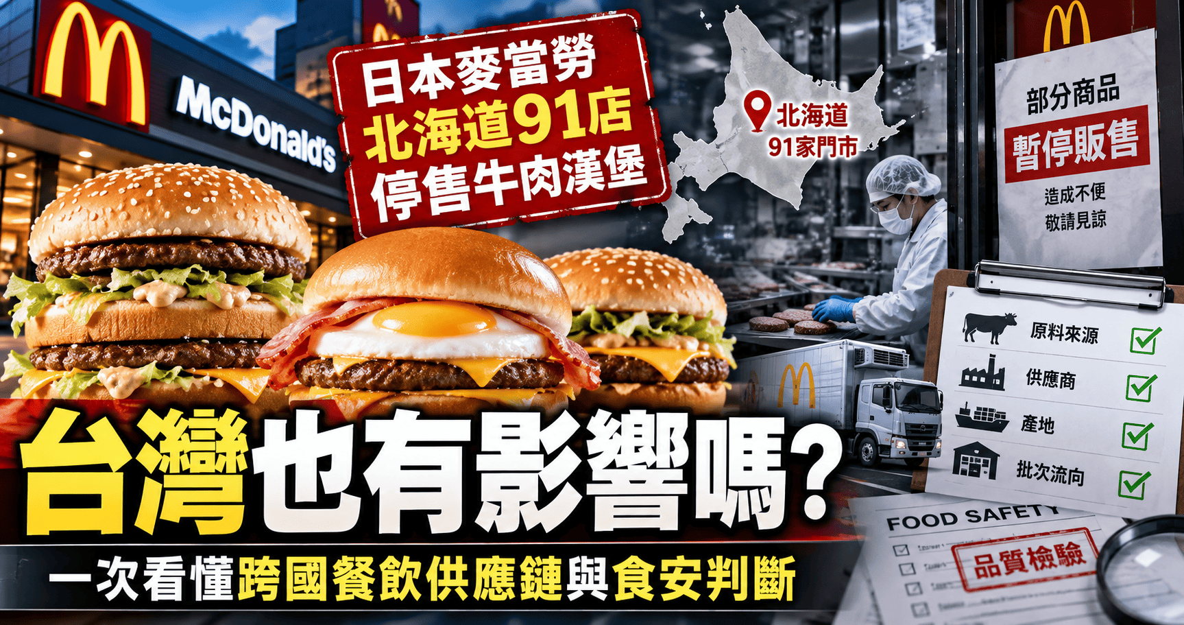 日本麥當勞北海道91店停售牛肉漢堡,台灣也有影響嗎?一次看懂跨國餐飲供應鏈與食安判斷