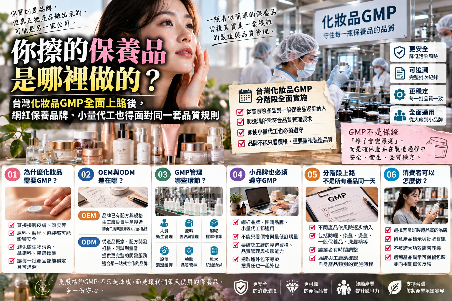 你擦的保養品是哪裡做的?台灣化妝品GMP全面上路後,網紅保養品牌、小量代工也得面對同一套品質規則