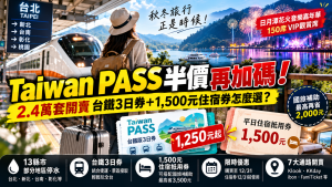 Taiwan PASS半價1,250元！國旅補助2,000元、住宿券怎麼選？