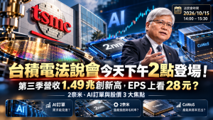 台積電法說會10/15登場！Q3營收1.49兆、EPS預估與AI焦點