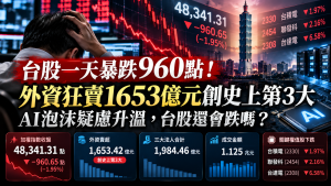 台股大跌960點！外資賣超1653億、AI泡沫與台股後市