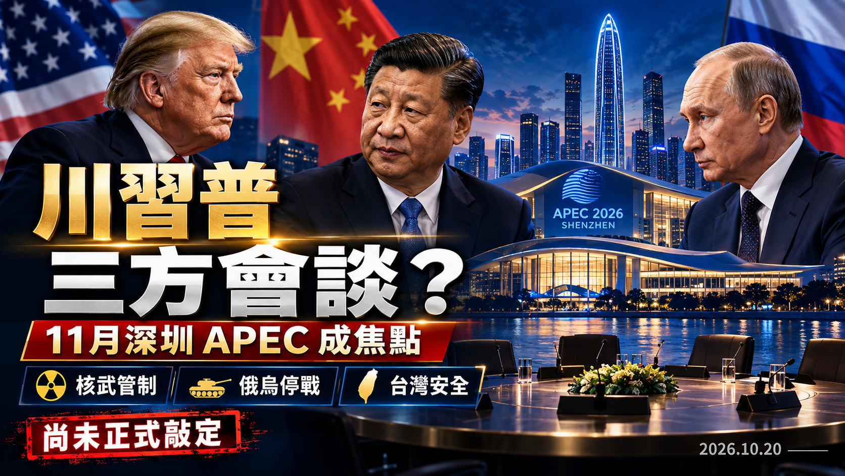 川普願與習近平、普丁三方會談！11月深圳APEC成外交焦點，核武管制、俄烏停戰與台灣安全會受影響嗎？