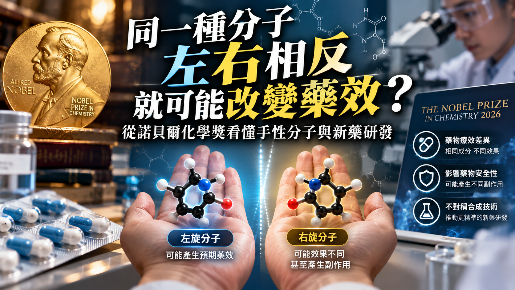 手性分子是什麼？從2026諾貝爾化學獎看鏡像分子與藥物研發
