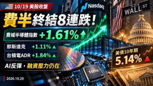 美股10/20｜那指漲1.11%、費半止8連跌，台積電ADR反彈