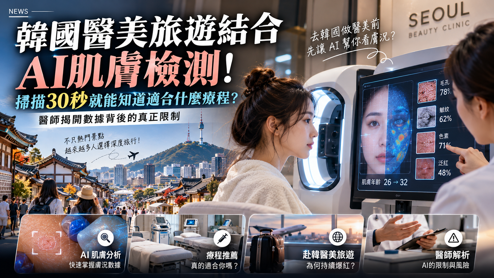 韓國醫美旅遊結合AI肌膚檢測!掃描30秒就能知道適合什麼療程?醫師揭開數據背後的真正限制